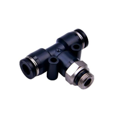 Conector pneumatic T axial cu filet pentru furtun pneumatic seria BPB negru