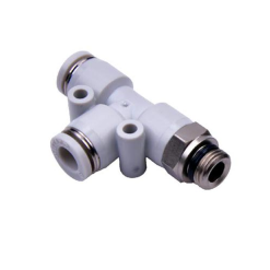 Conector pneumatic T radial cu filet pentru furtun pneumatic seria OPR gri