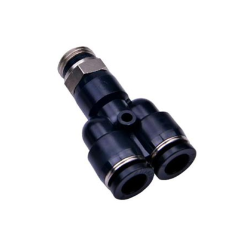 Conector pneumatic Y axial cu filet pentru furtun pneumatic seria BPX Conector pneumatic Y axial cu filet pentru furtun pneumatic seria BPX negru
