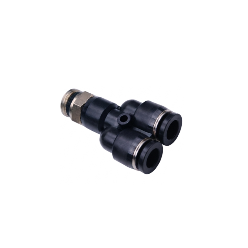 Conector pneumatic Y axial cu filet pentru furtun pneumatic seria OPX Conector pneumatic Y axial cu filet pentru furtun pneumatic seria OPX negru