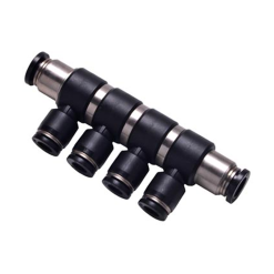Conector pneumatic rotativ redus cu 4 iesiri furtun seria OPH4 negru