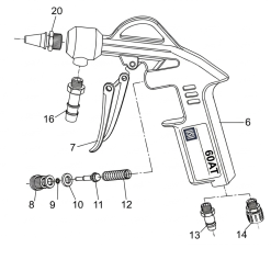 Pistol de suflat si spalat cu reglare volum apa 61AC