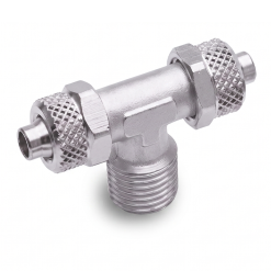 Racord metalic T axial filet exterior push-on alama nichelata prindere sigura seria O3357